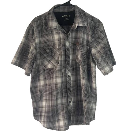 Orvis Men's Size Large Fishing Outdoors Grey Short Sleeve Button Up - Picture 1 of 8